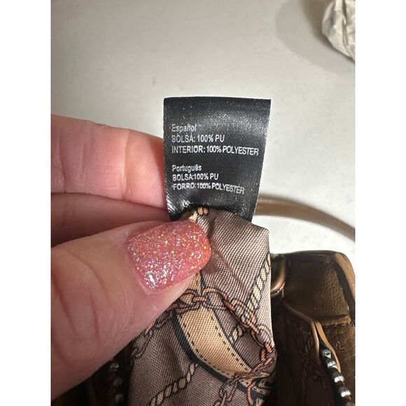 NWT La Terre Fashion Tan Vegan Leather Convertible Crossbody Satchel Purse Bag - Picture 13 of 16